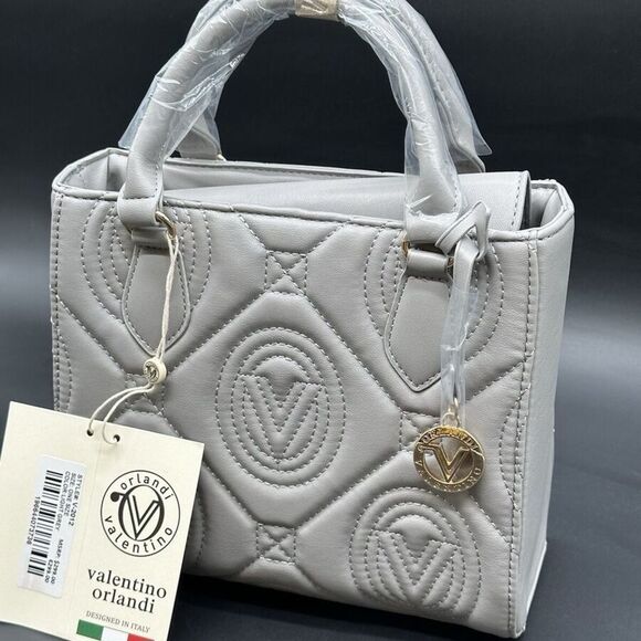 Valentino Orlandi V-2012 Light Grey Quilted Handbag NWT in packaging - Picture 2 of 10